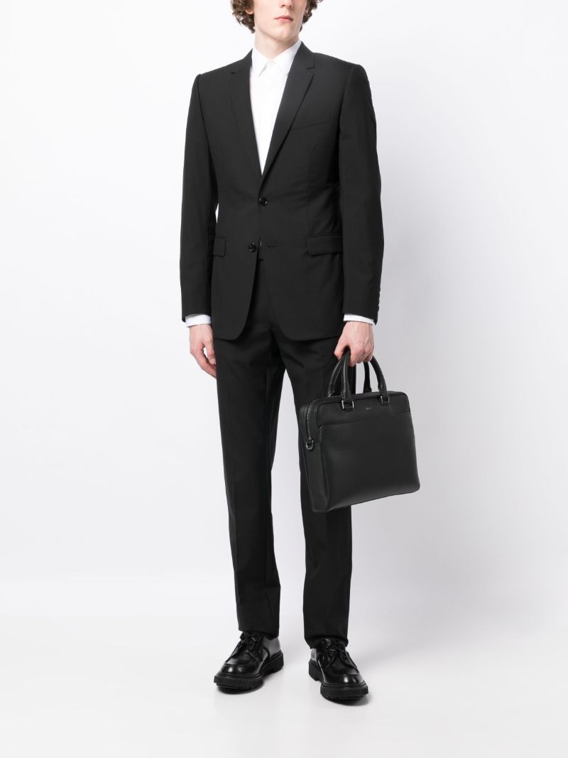 Black Logo Plaque Leather Briefcase