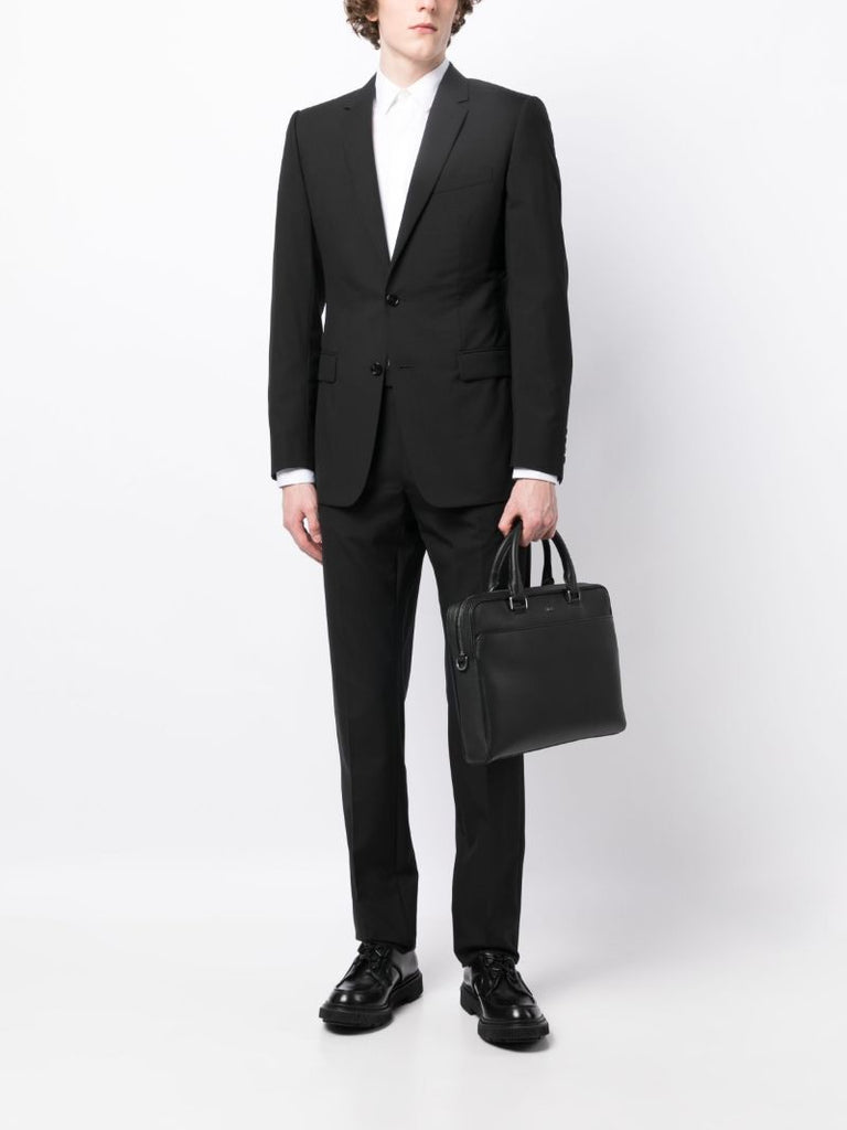 Black Logo Plaque Leather Briefcase