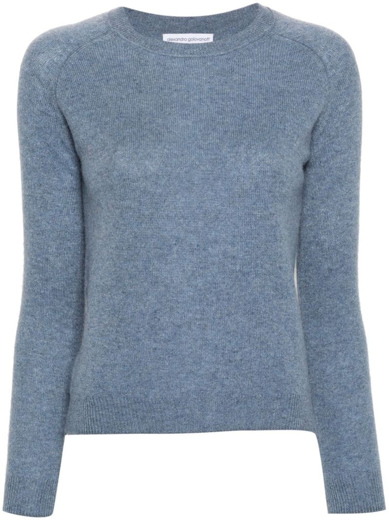 Blue Cashmere Crew Neck Jumper
