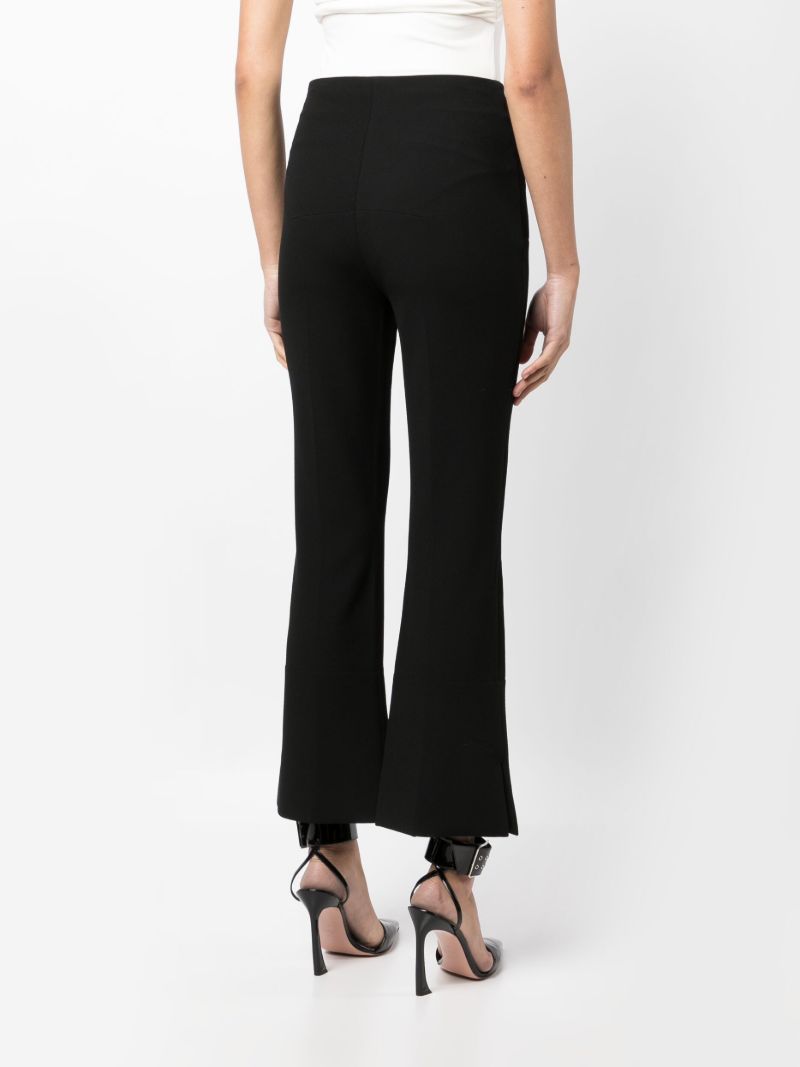 Black Zipped Cropped Flared Trousers