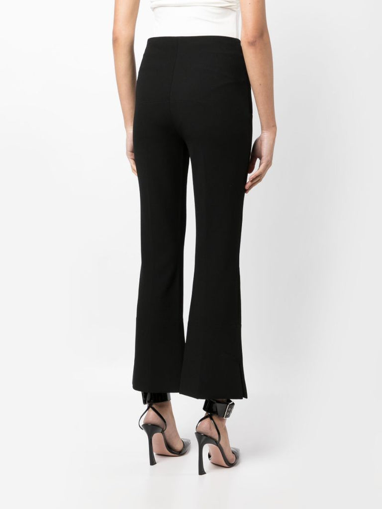 Black Zipped Cropped Flared Trousers