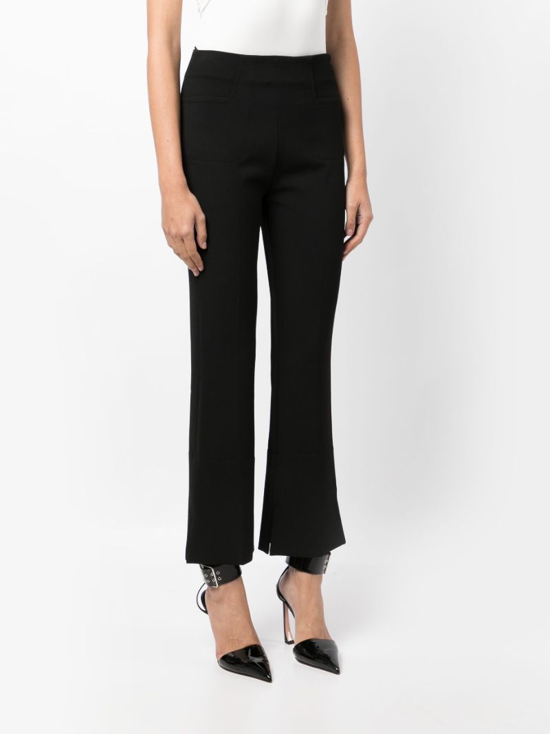 Black Zipped Cropped Flared Trousers