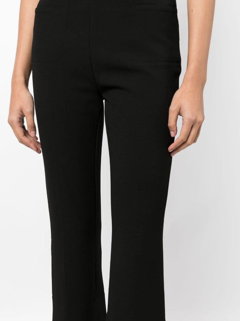 Black Zipped Cropped Flared Trousers