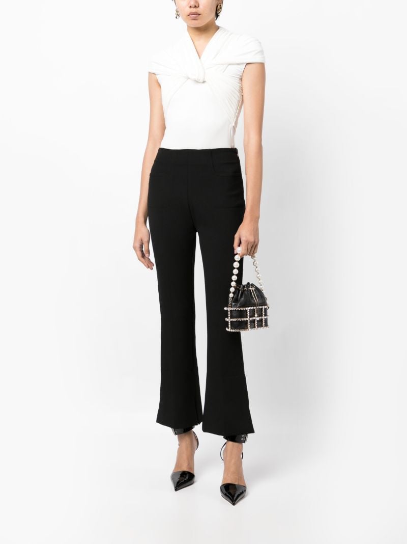 Black Zipped Cropped Flared Trousers