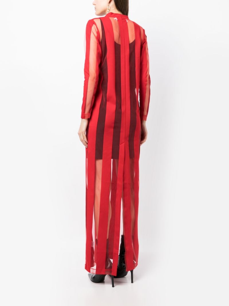 Red Striped Tulle Maxi Dress