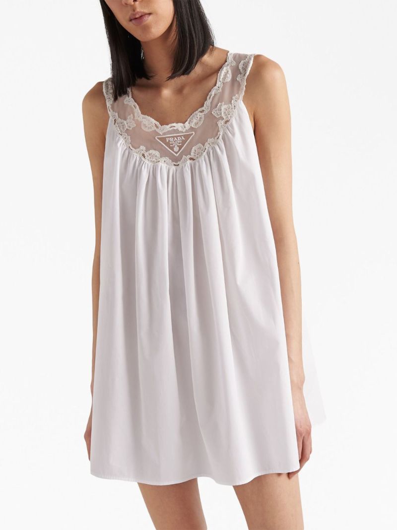 White Lace Panel Sleeveless Dress