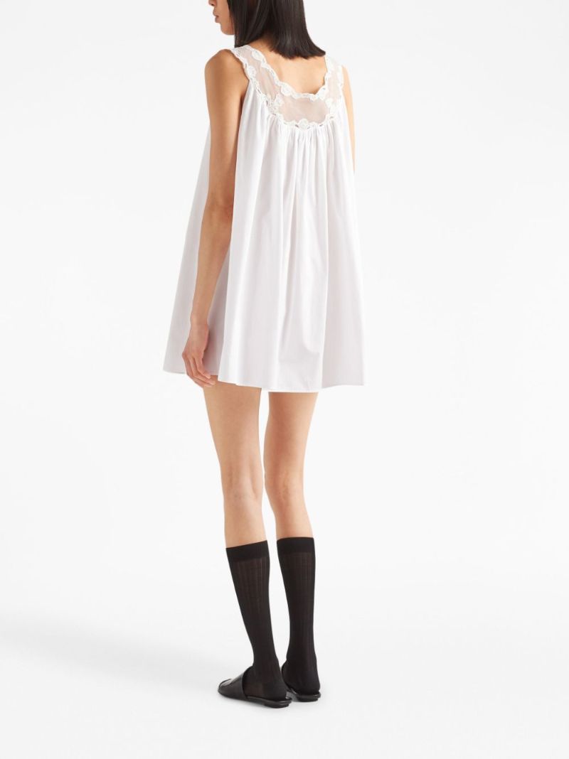 White Lace Panel Sleeveless Dress