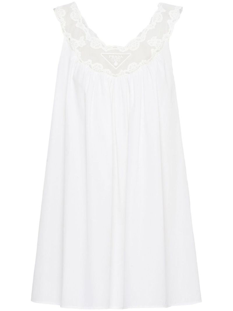 White Lace Panel Sleeveless Dress