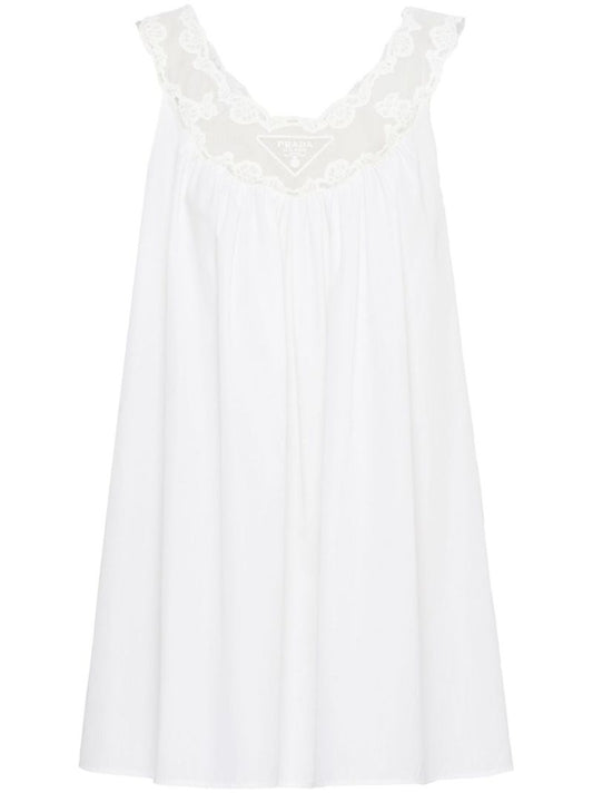 White Lace Panel Sleeveless Dress