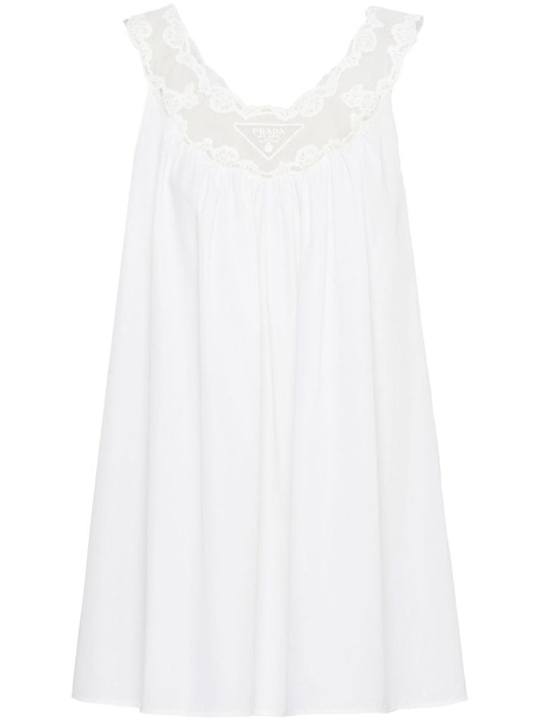 White Lace Panel Sleeveless Dress