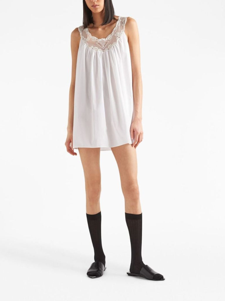 White Lace Panel Sleeveless Dress
