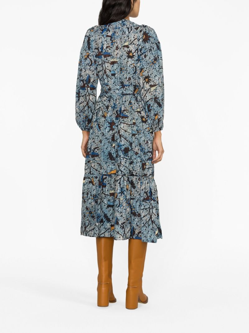 Blue Iona Floral-print Midi Dress