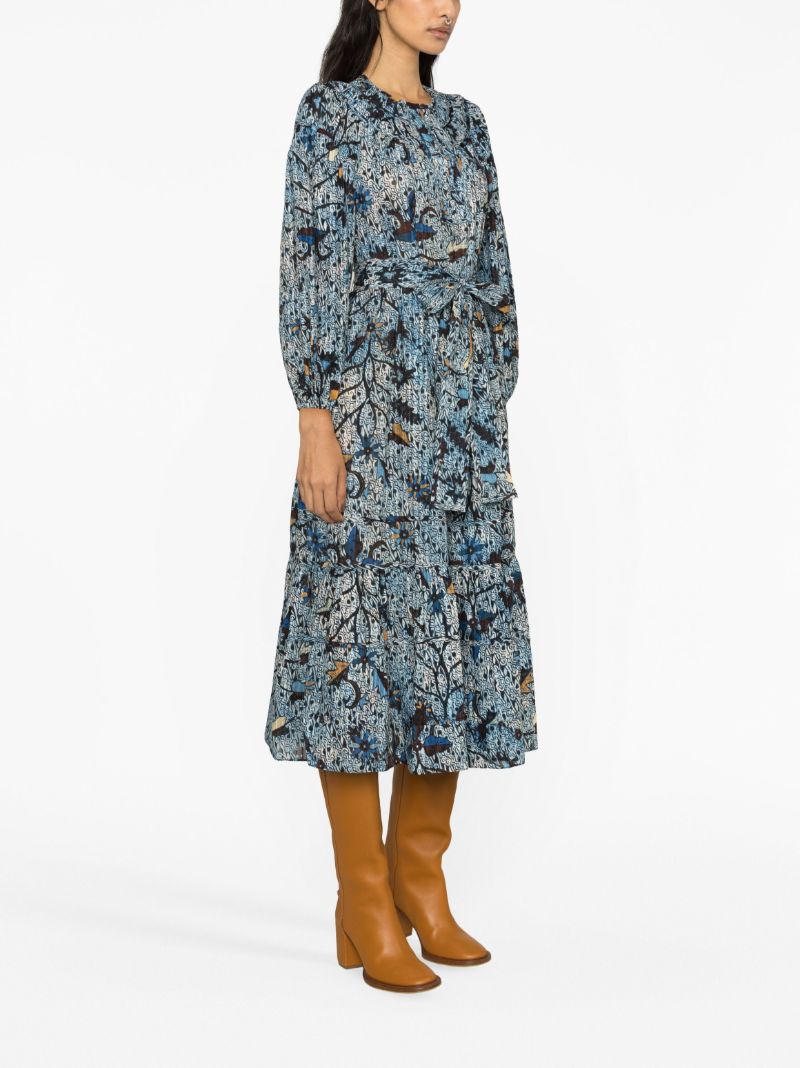 Blue Iona Floral-print Midi Dress