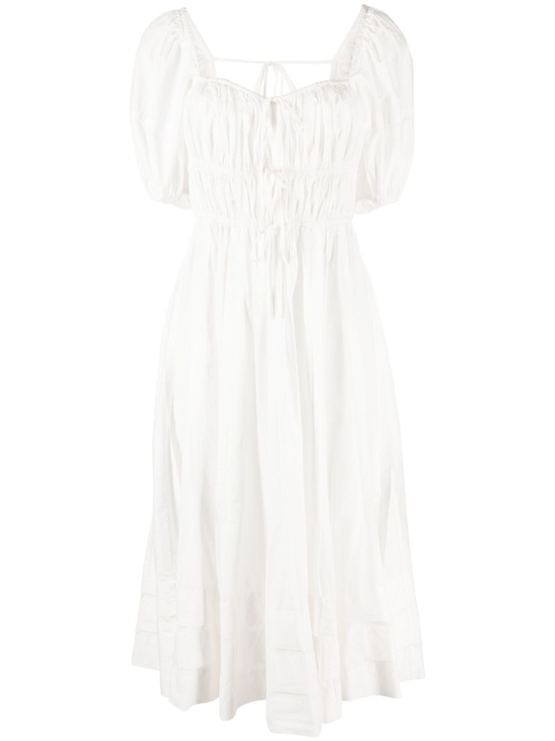 White Palma Ruched Midi Dress