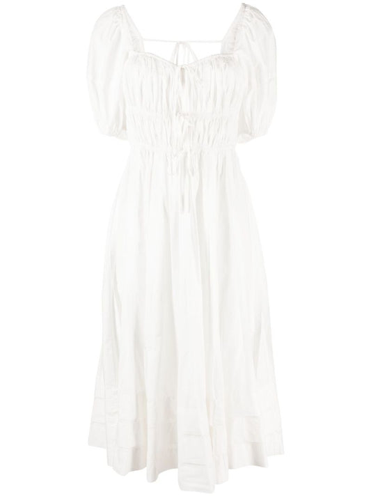 White Palma Ruched Midi Dress