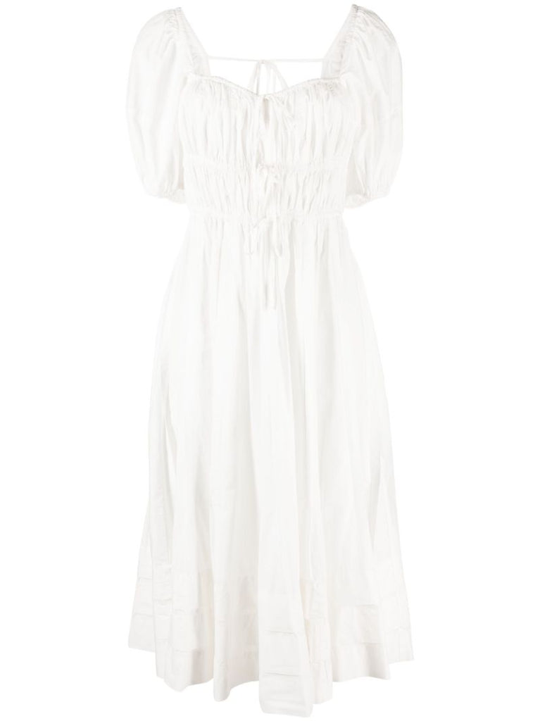 White Palma Ruched Midi Dress
