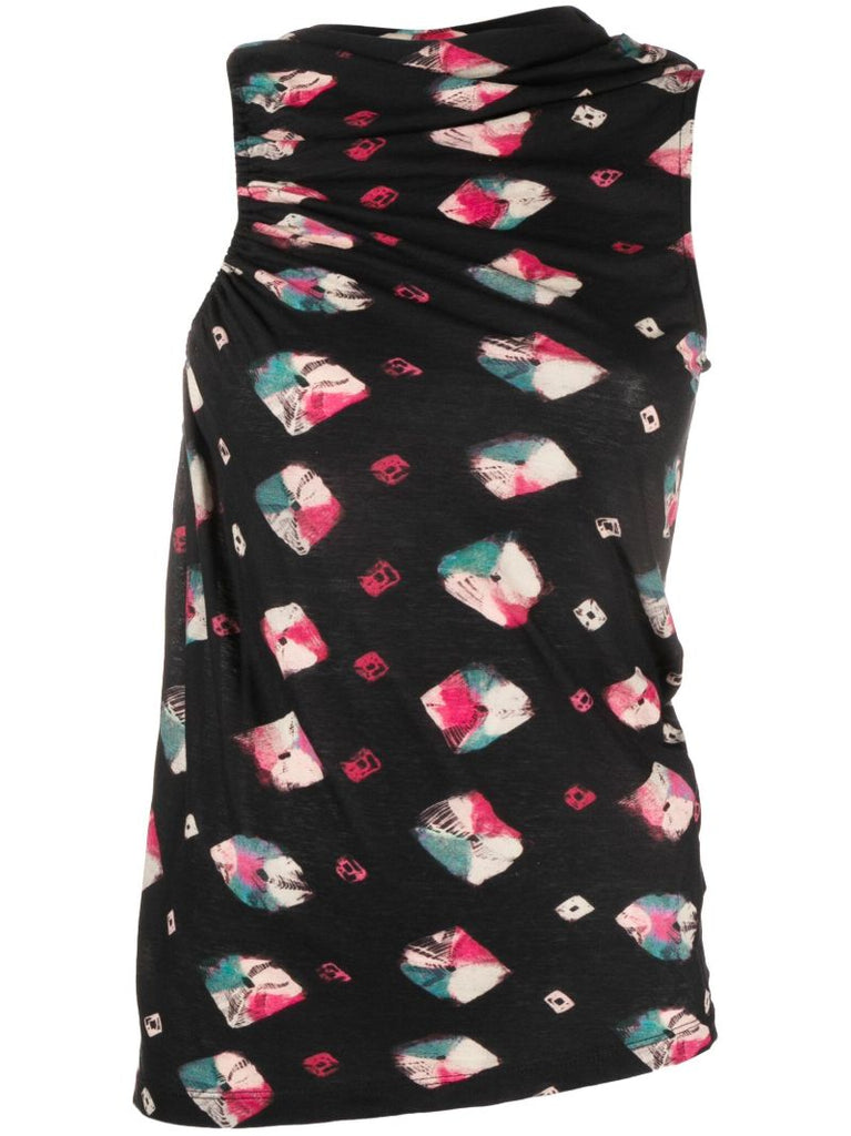 Black Fia Nocturne-print Top
