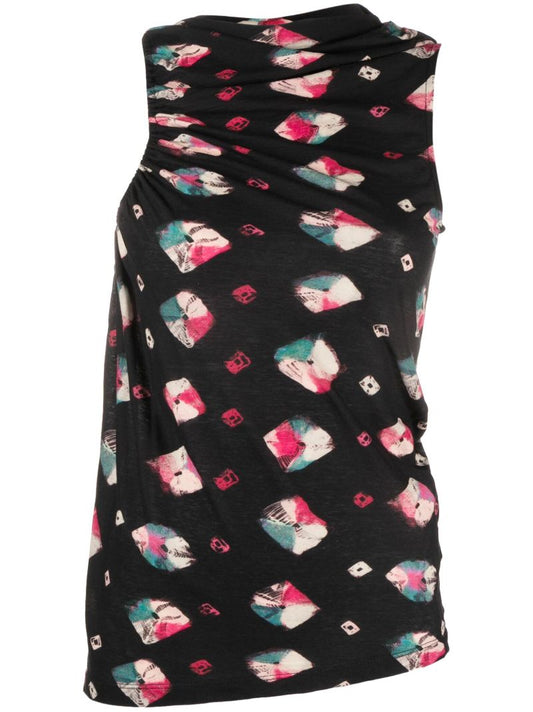 Black Fia Nocturne-print Top