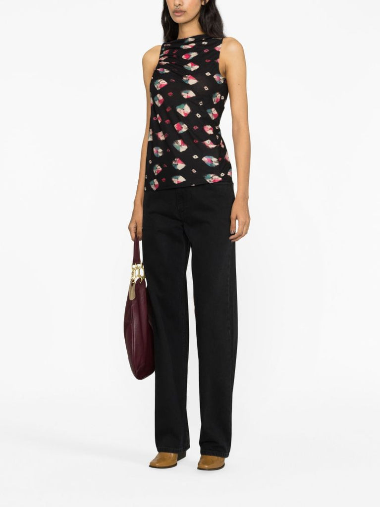 Black Fia Nocturne-print Top