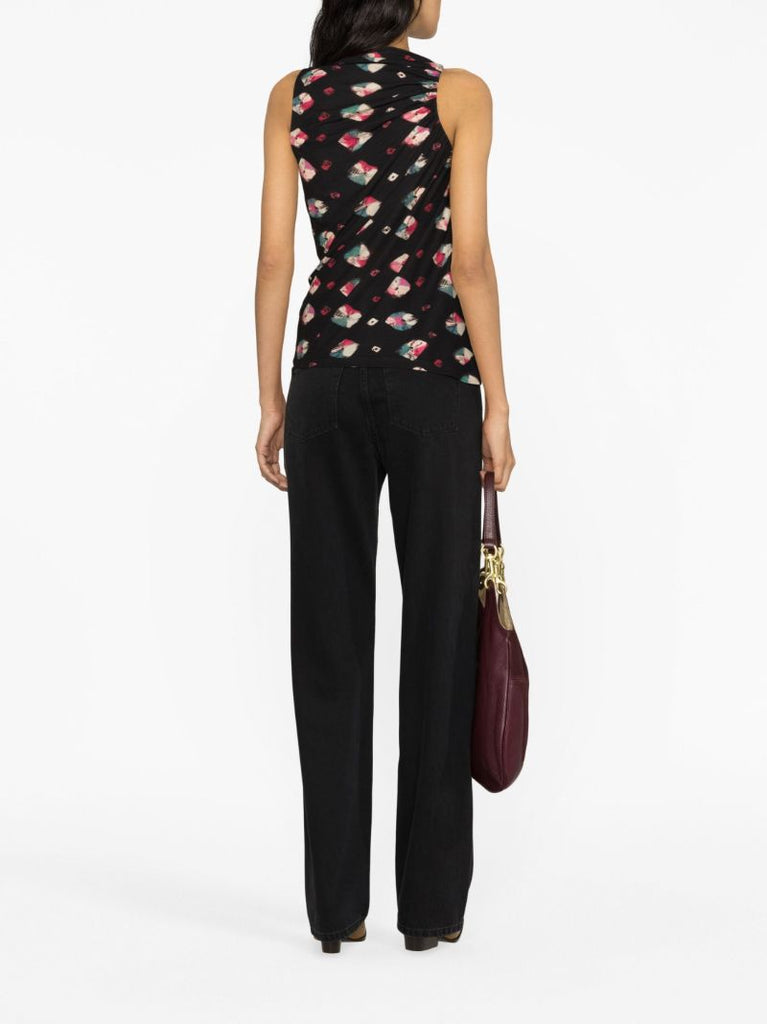 Black Fia Nocturne-print Top