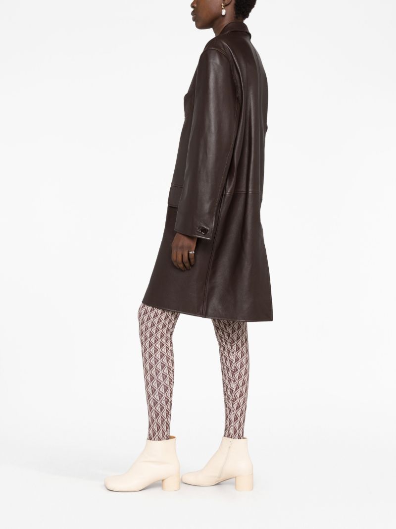 Brown Single-breasted Leather Coat