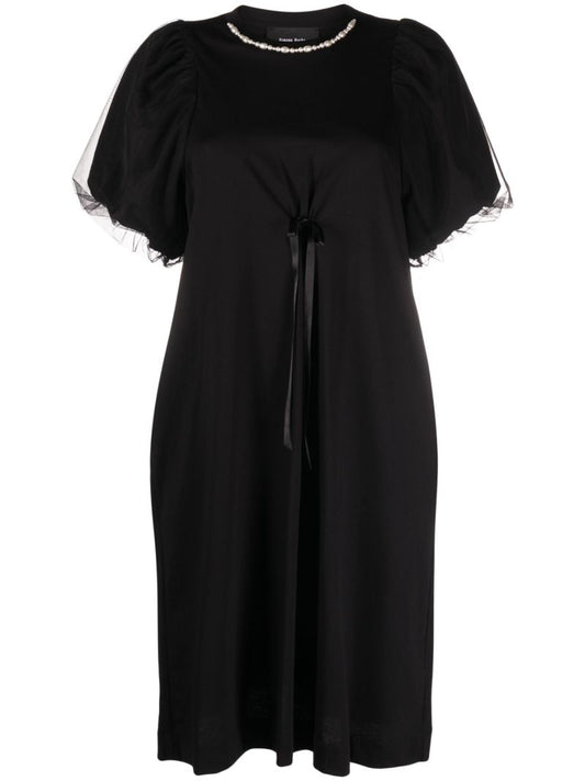 Black Tulle Short Sleeve Dress