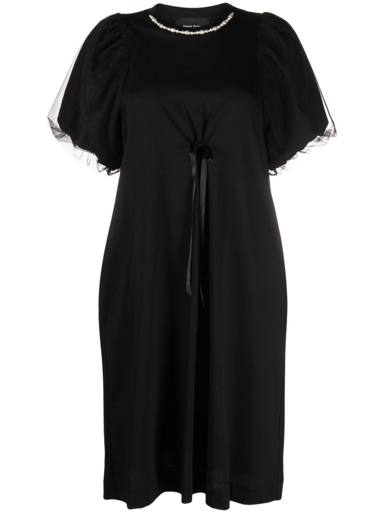 Black Tulle Short Sleeve Dress
