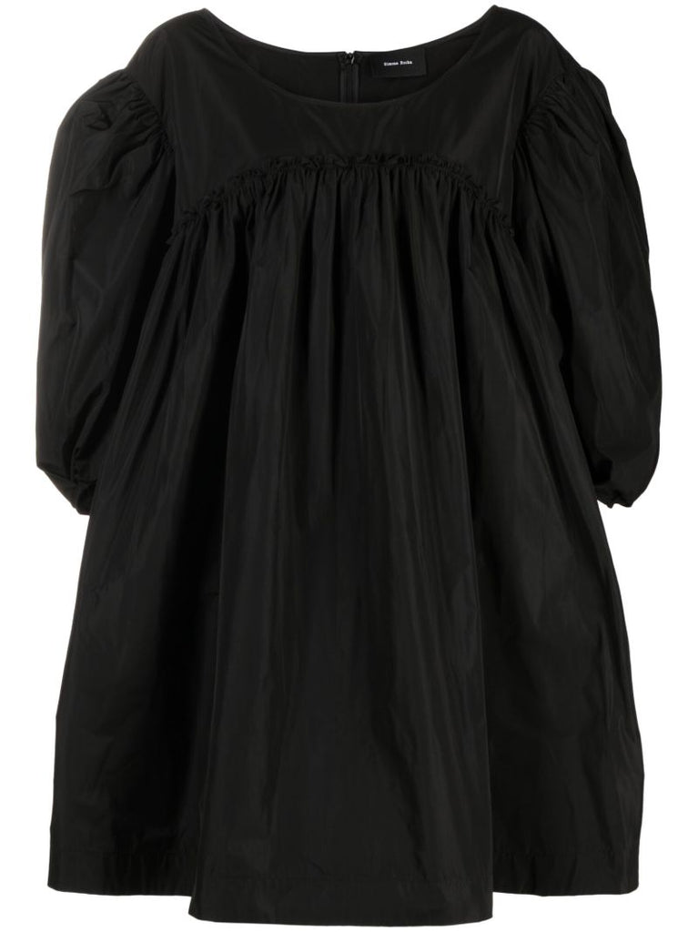 Black Puff-sleeve Mini Dress