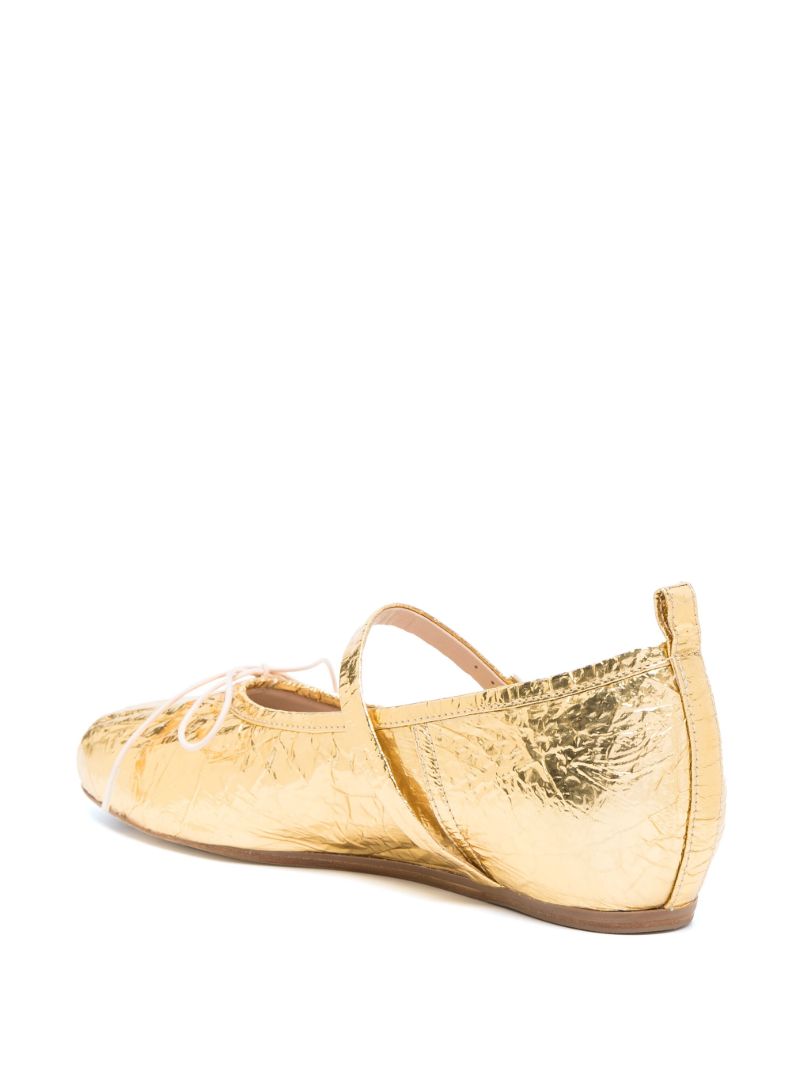 Gold Pleated Ballet Pumps