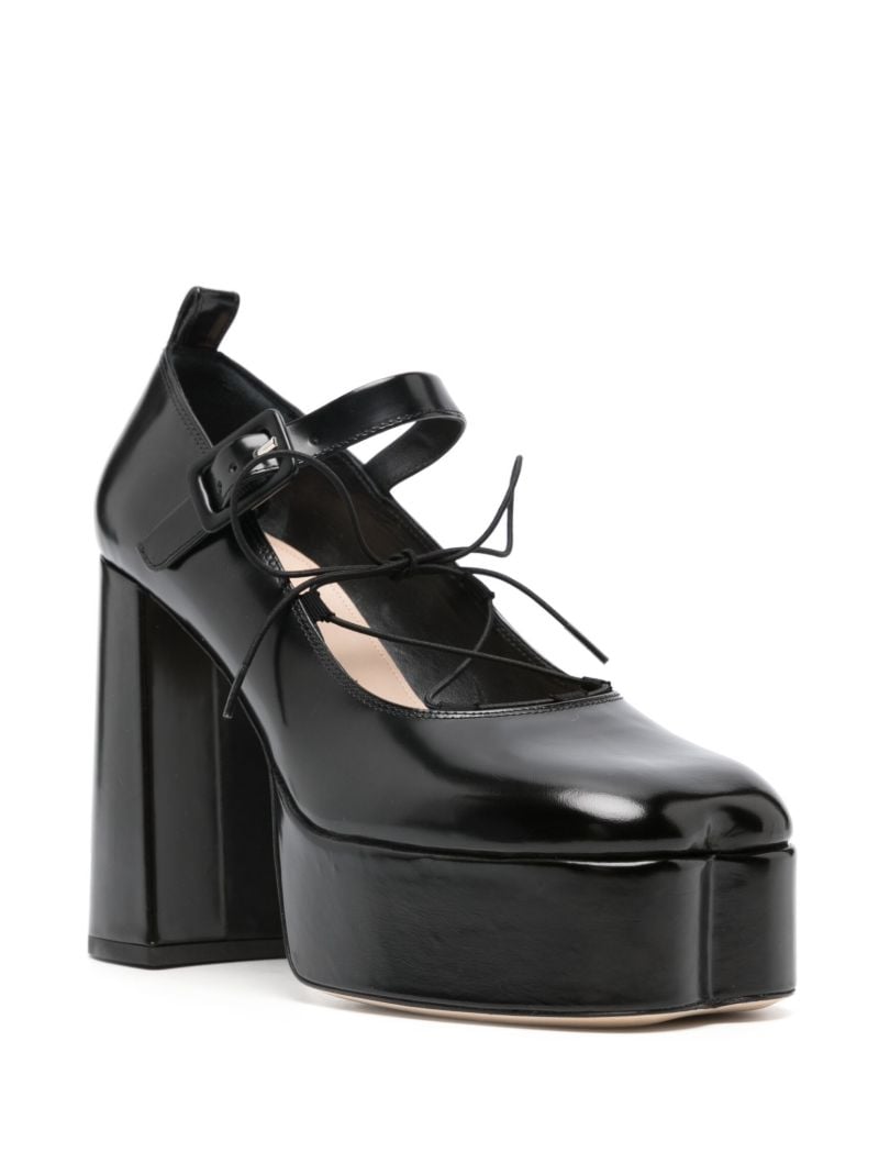 Black 120 Leather Platform Pumps