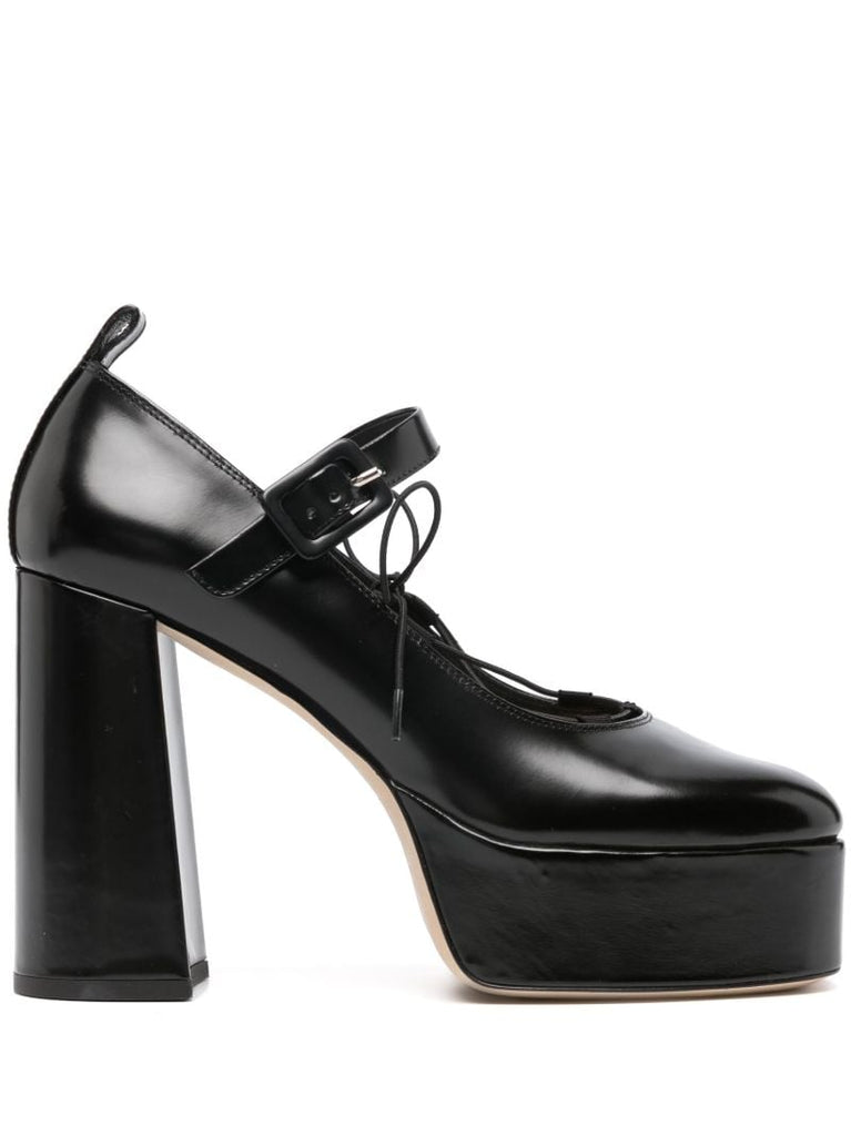 Black 120 Leather Platform Pumps