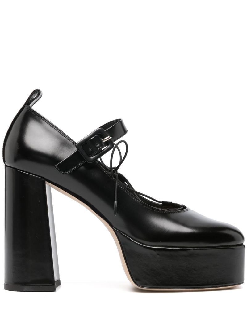 Black 120 Leather Platform Pumps