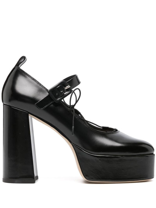 Black 120 Leather Platform Pumps