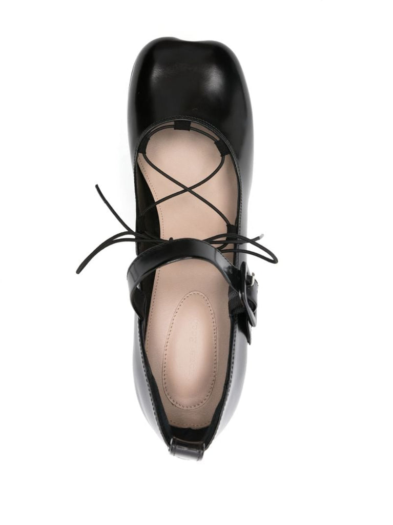 Black 120 Leather Platform Pumps