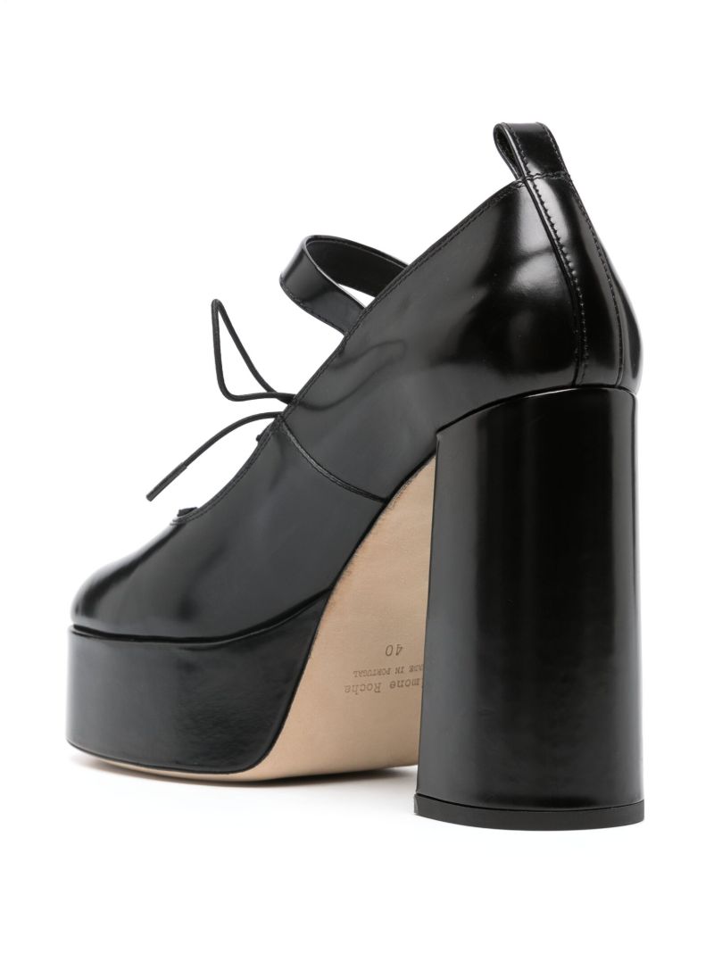 Black 120 Leather Platform Pumps