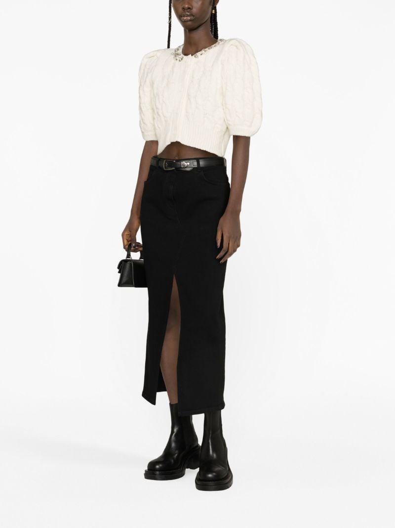 Neutral Cable-knit Cropped Cardigan