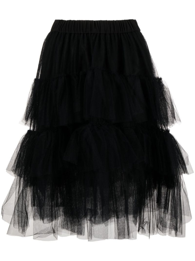 Black Tulle A-line Skirt