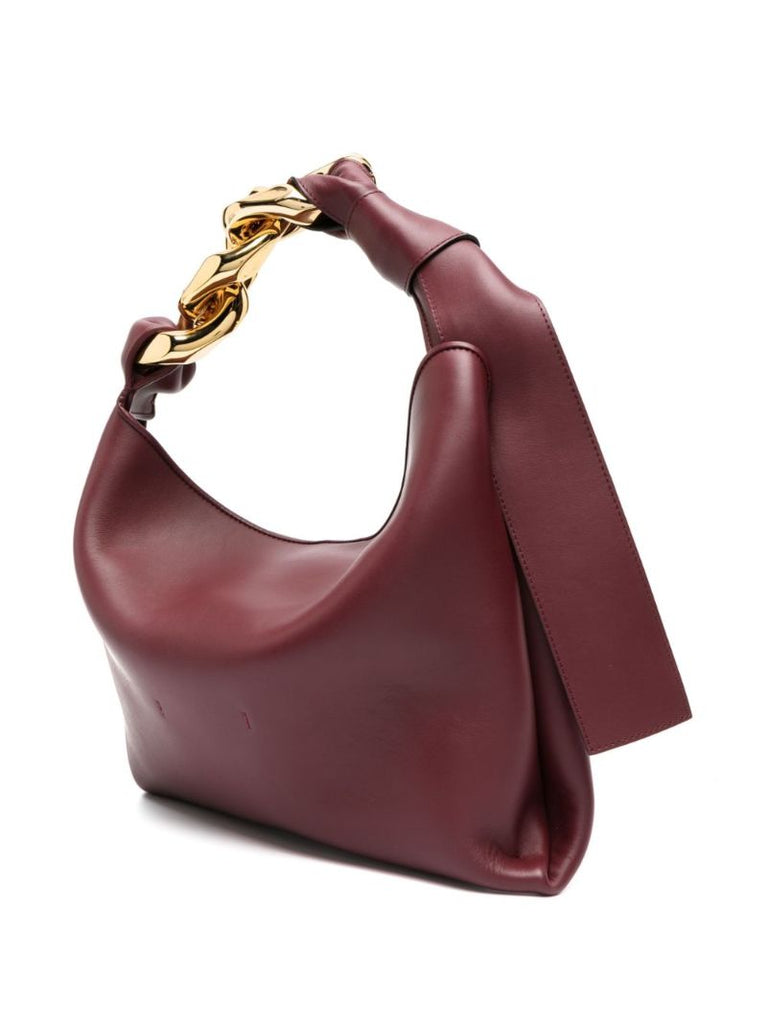 Red Small Chain Leather Tote Bag
