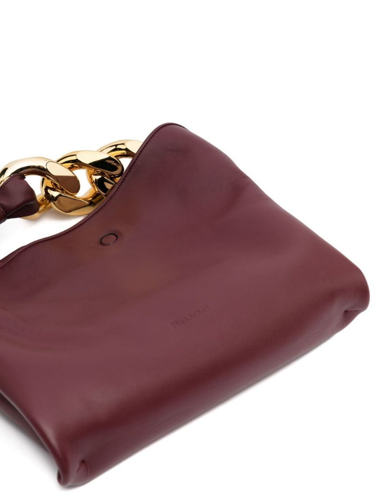 Red Small Chain Leather Tote Bag
