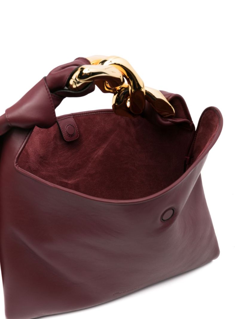 Red Small Chain Leather Tote Bag