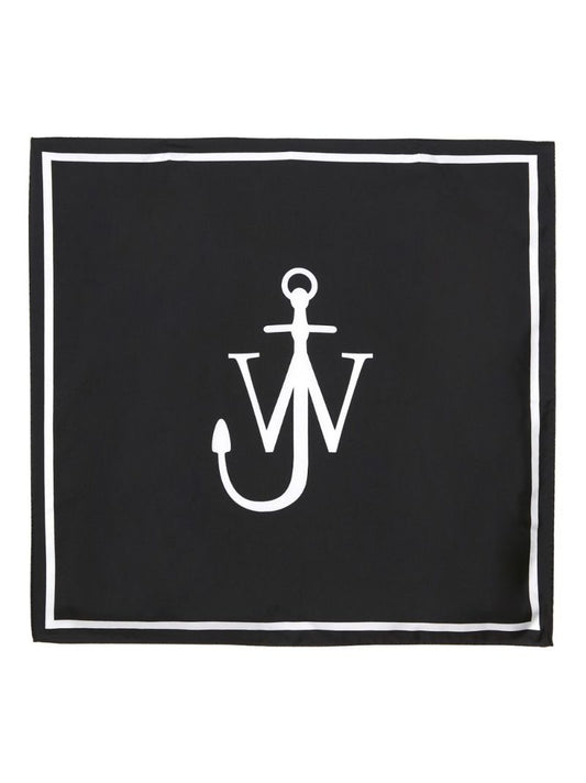Black Anchor Logo Silk Scarf
