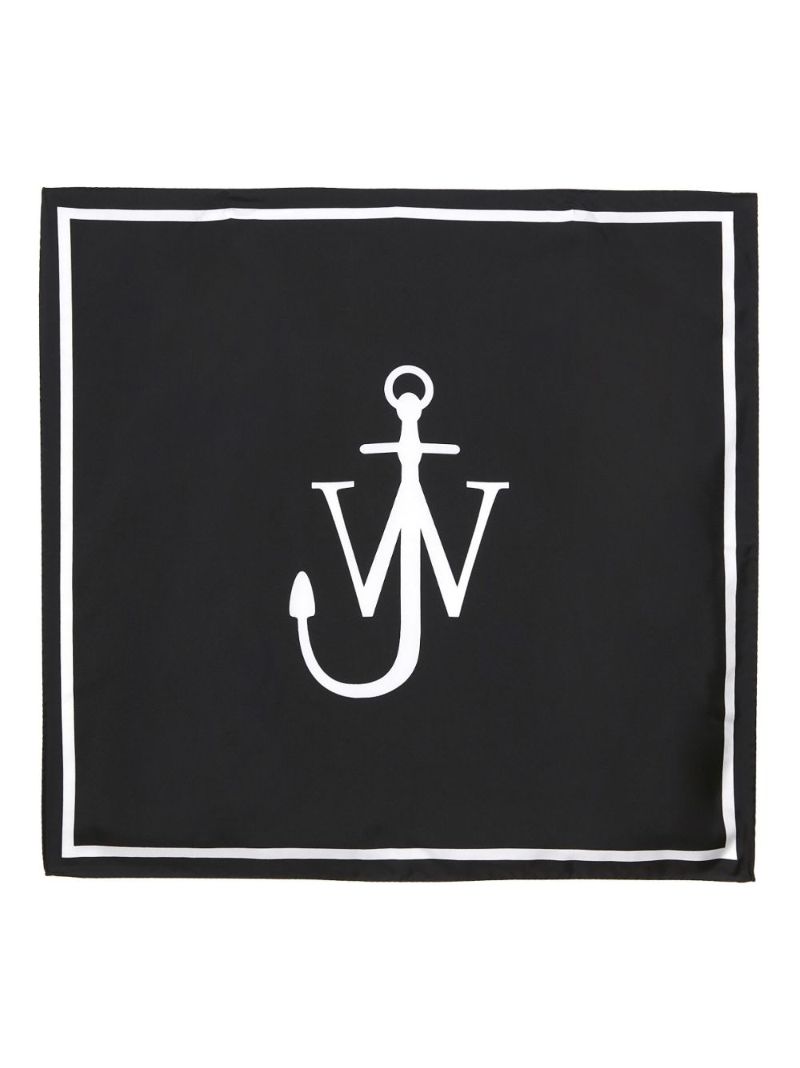 Black Anchor Logo Silk Scarf