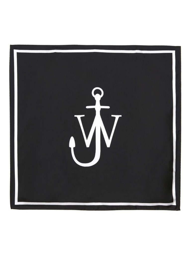 Black Anchor Logo Silk Scarf