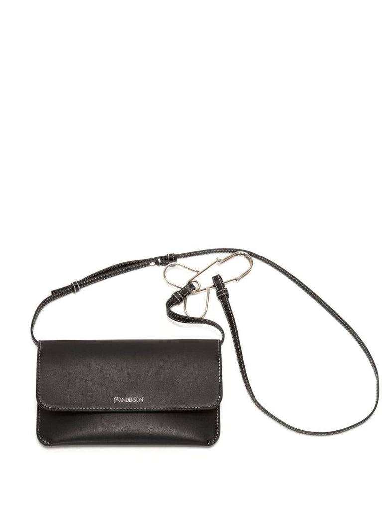 Black Logo Leather Phone Pouch