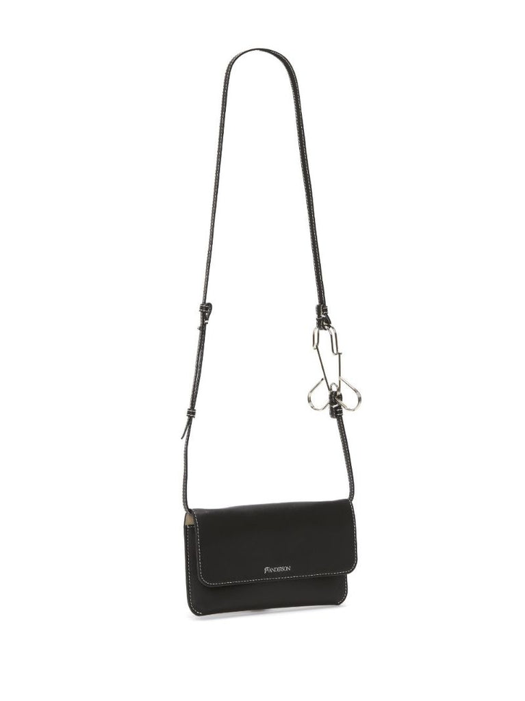 Black Logo Leather Phone Pouch