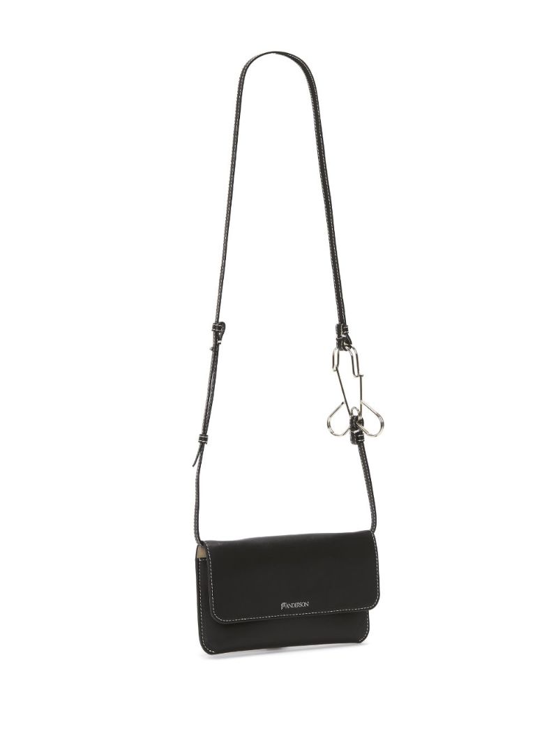 Black Logo Leather Phone Pouch