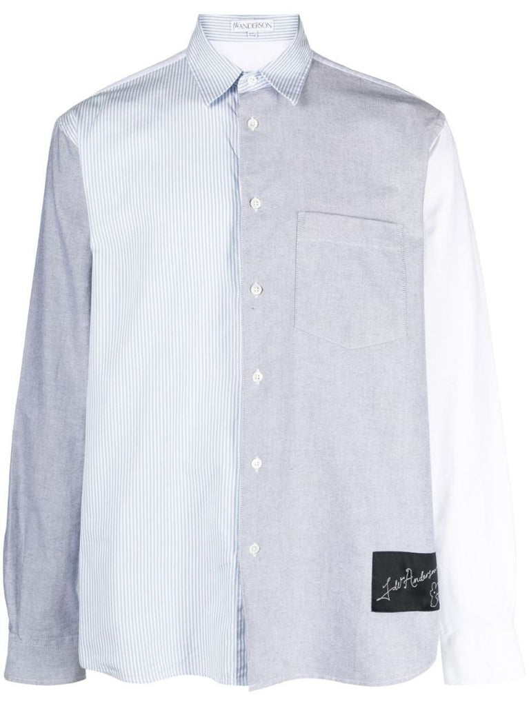 Blue Patchwork Cotton Shirt