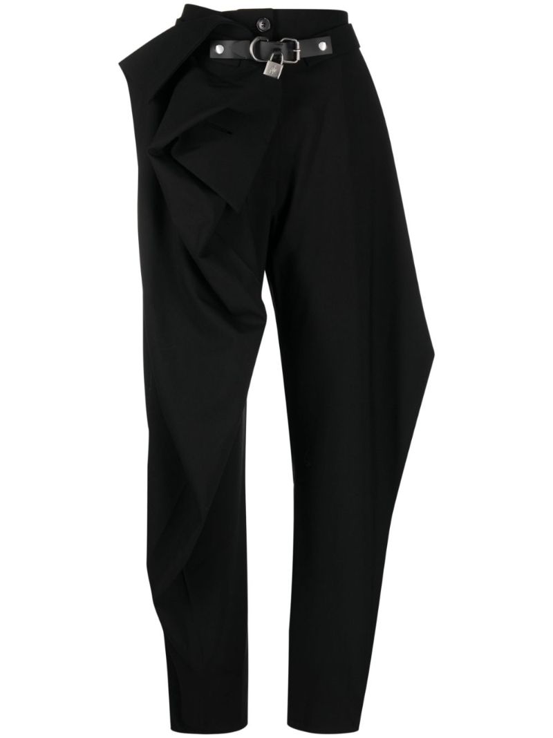 Black Belted Wool Trousers