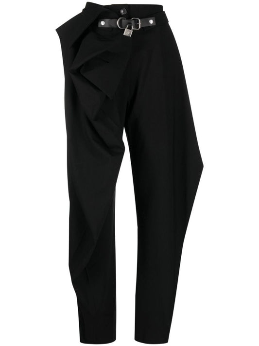 Black Belted Wool Trousers