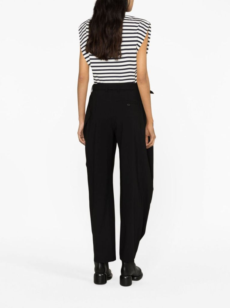 Black Belted Wool Trousers